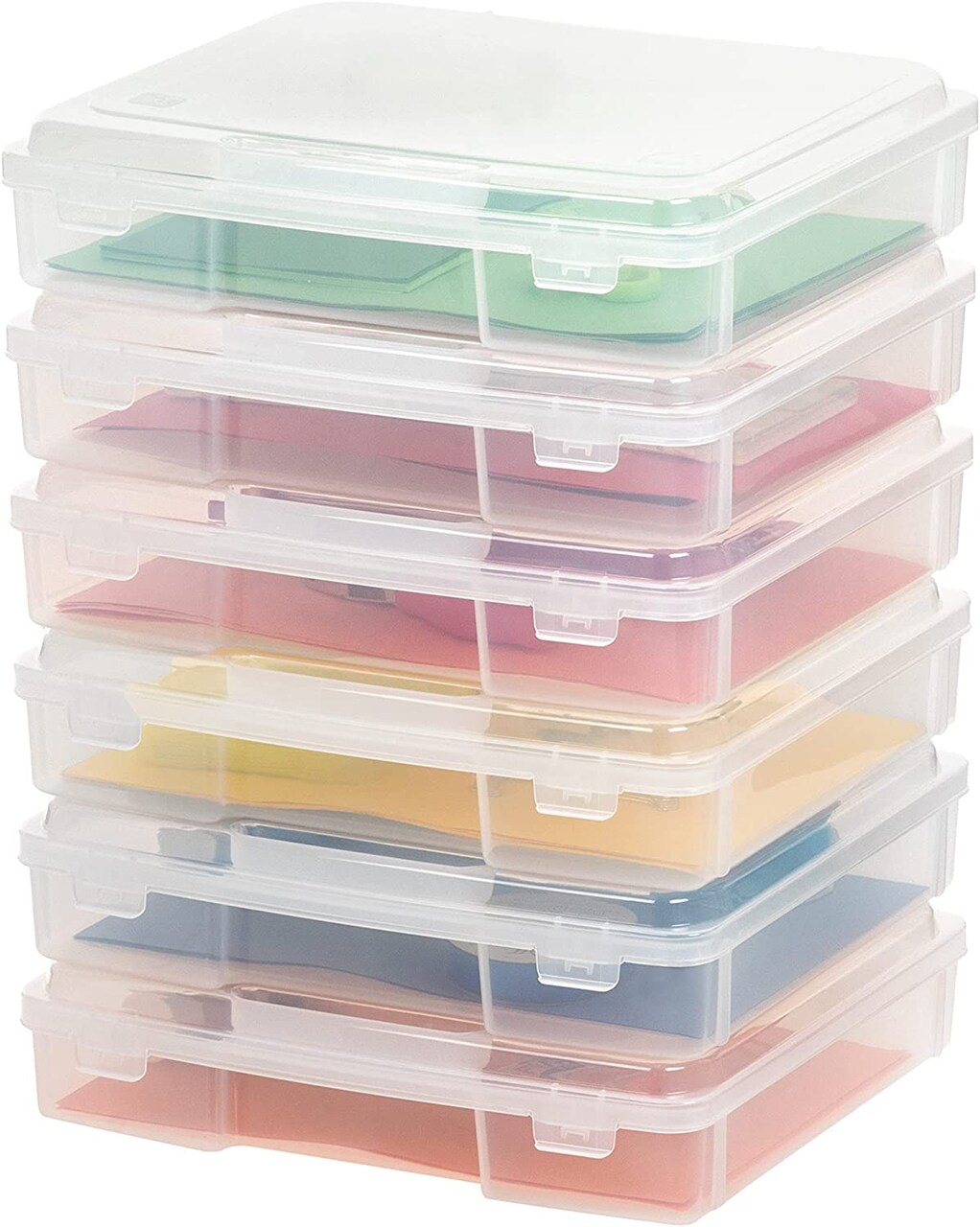IRIS USA Fits 8.5" x 11" Plastic Portable Project Case, Board Games Storage Container, Clear